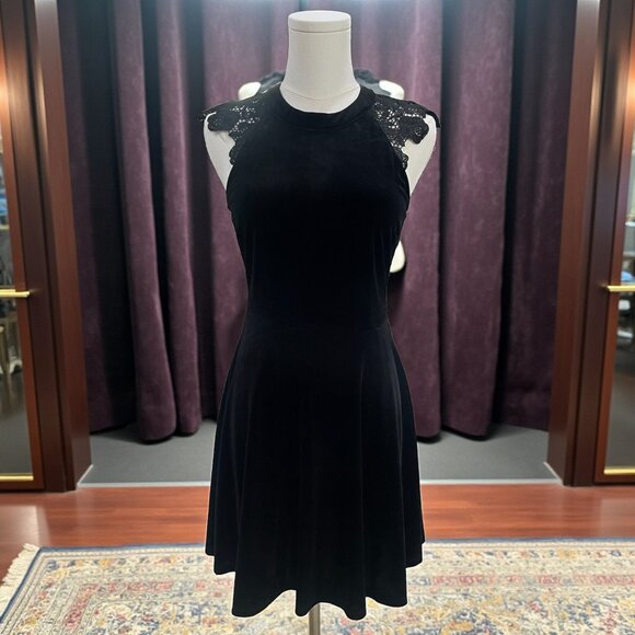 Speechless Black Velvet Lace Shoulder Dress Cocktail Party Gothic Coquette SZ 3 - Picture 1 of 9